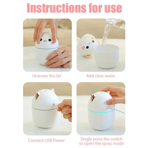 Mini cute air humidifier with essential oil diffuser