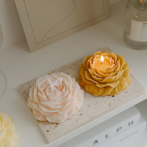 Homemade peony fragrance candle with elegant design