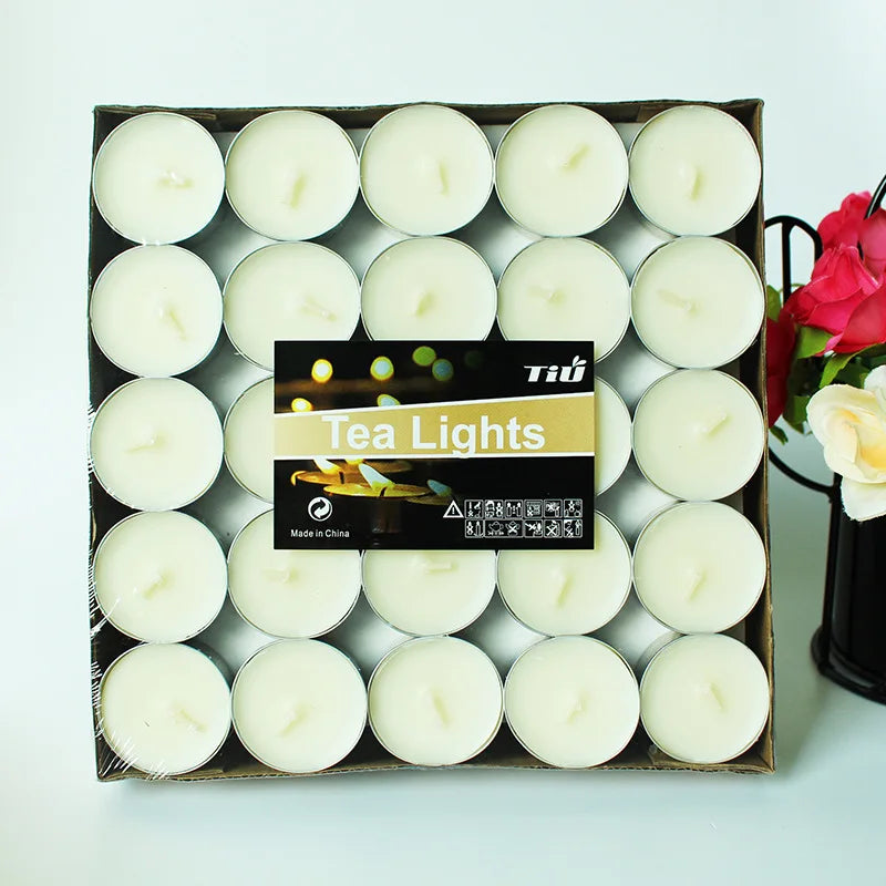 50 Piece Tea Lights Unscented Colored Candles
