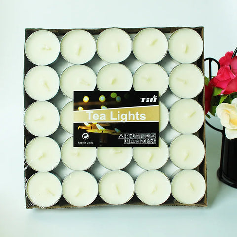 50 Piece Tea Lights Unscented Colored Candles