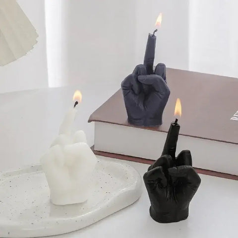 Unique middle finger gesture candle for home decor