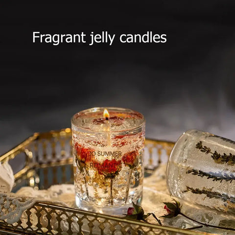 Hand-poured scented wax candle with floral aroma