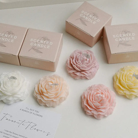 Homemade peony fragrance candle with elegant design