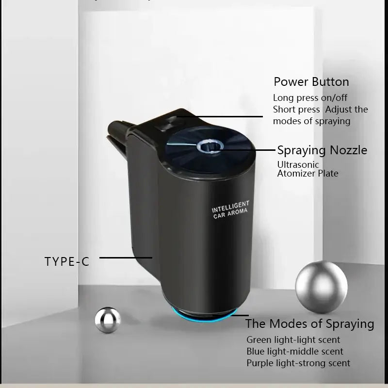 Stylish car aroma diffuser with essential oil scent