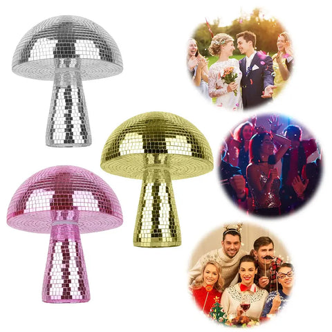 Colorful mushroom-shaped disco ball with vintage vibe