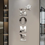 Reflective 3D Home Letter Wall Sticker for Living Room