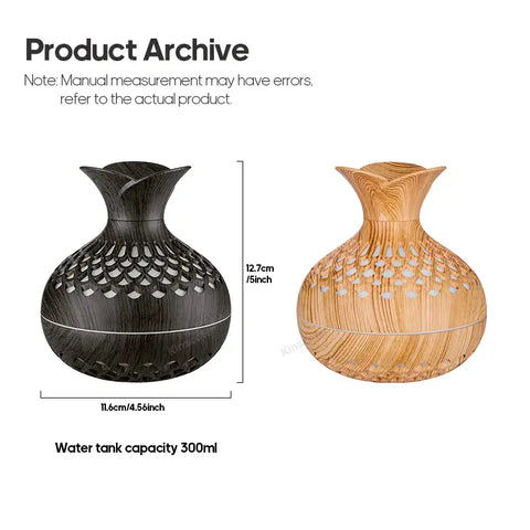 Compact Wood Grain Aroma Humidifier for Home