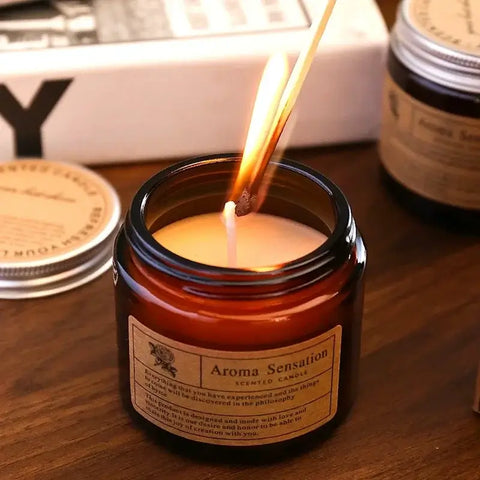 Smokeless soy scented candle in glass jar