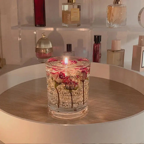 Hand-poured scented wax candle with floral aroma