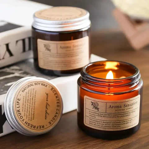 Smokeless soy scented candle in glass jar