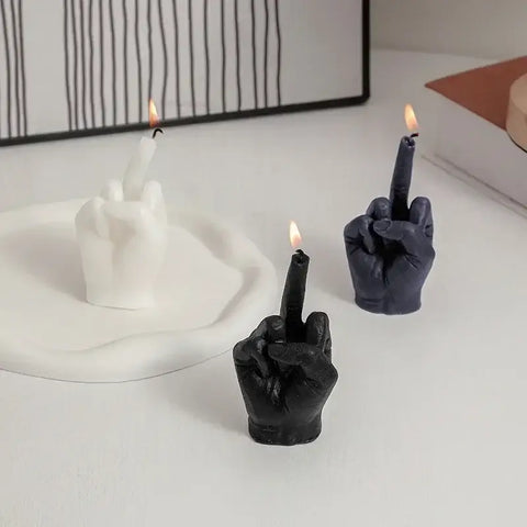 Unique middle finger gesture candle for home decor