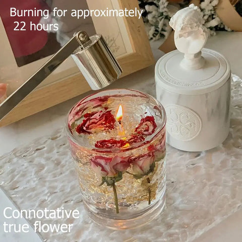 Hand-poured scented wax candle with floral aroma