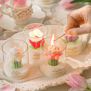 Multi color flower scented candles for home fragrance