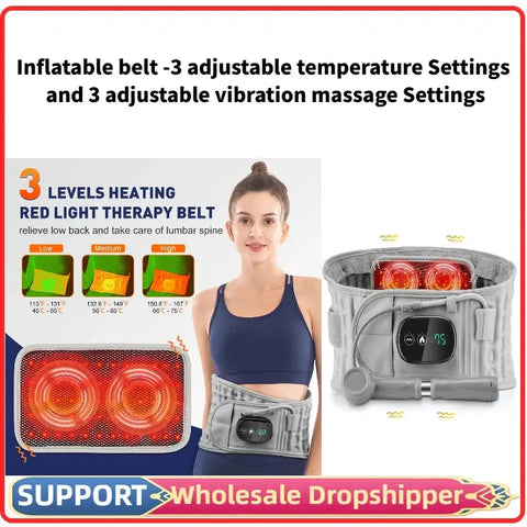 Inflatable lumbar support belt for lower back pain relief