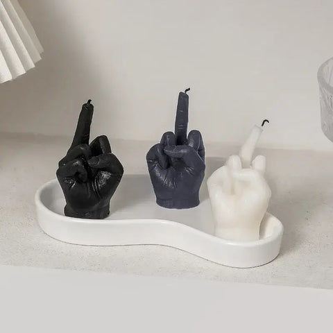 Unique middle finger gesture candle for home decor
