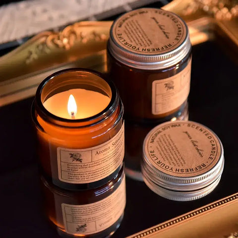 Smokeless soy scented candle in glass jar