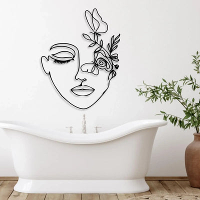 Beauty-themed abstract metal wall décor for living room