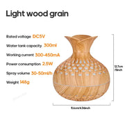 Compact Wood Grain Aroma Humidifier for Home