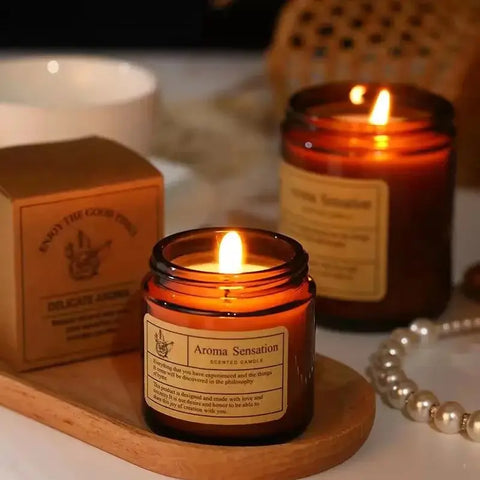Smokeless soy scented candle in glass jar