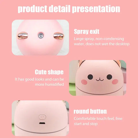 Mini cute air humidifier with essential oil diffuser