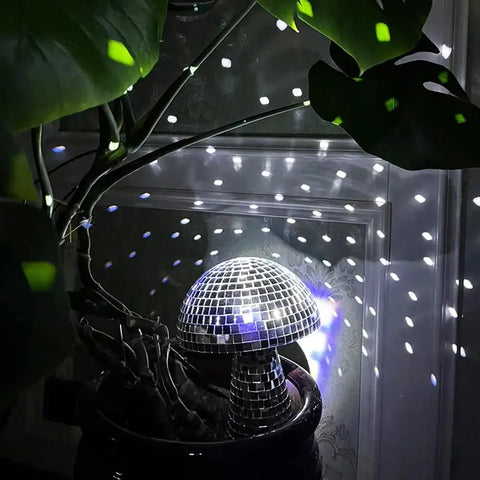 Colorful mushroom-shaped disco ball with vintage vibe