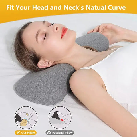 Memory foam cervical pillow for spinal alignment
