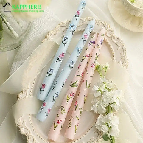 romantic dinner setting with 7.5 inch taper hand candles