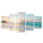 Canvas art depicting peaceful ocean horizon at sunset