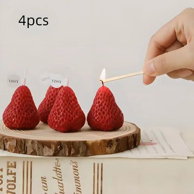 Cute strawberry-shaped scented candles set of four