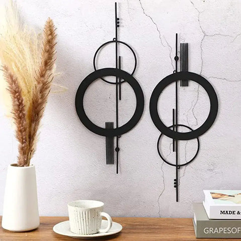 Modern metal wall decor hanging art with abstract geometric design