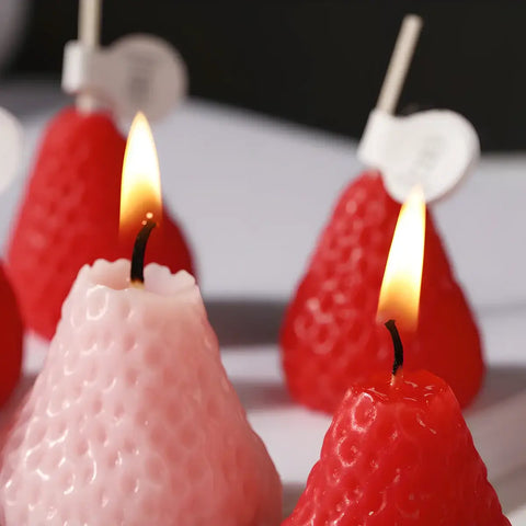 Cute strawberry-shaped scented candles set of four