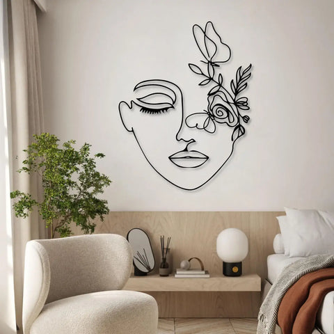 Beauty-themed abstract metal wall décor for living room
