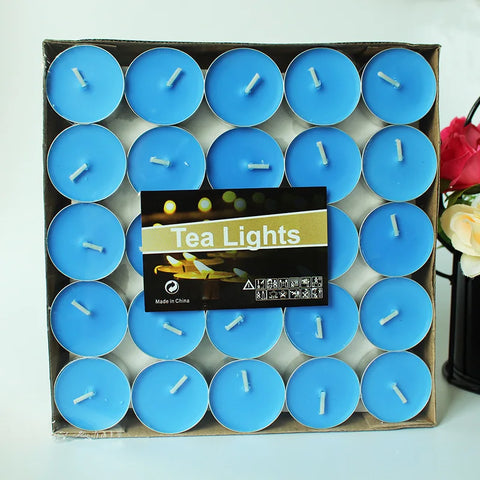 50 Piece Tea Lights Unscented Colored Candles