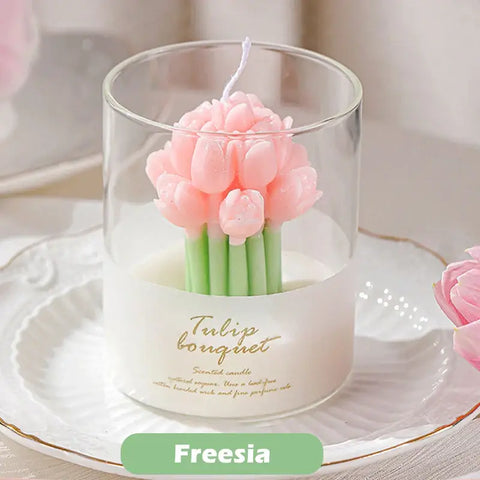 Multi color flower scented candles for home fragrance