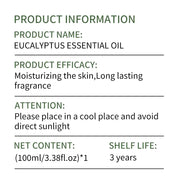 Eucalyptus essential oil bottle with fresh eucalyptus leaves