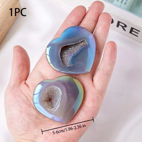 Single natural aura agate crystal with vibrant colors