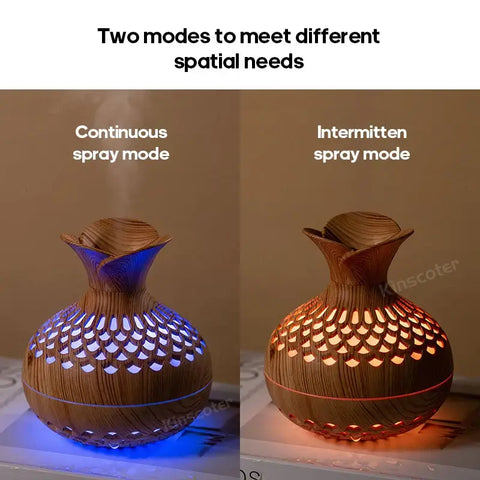 Compact Wood Grain Aroma Humidifier for Home