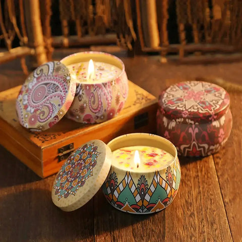 Vintage scented soy candle with flower fragrance
