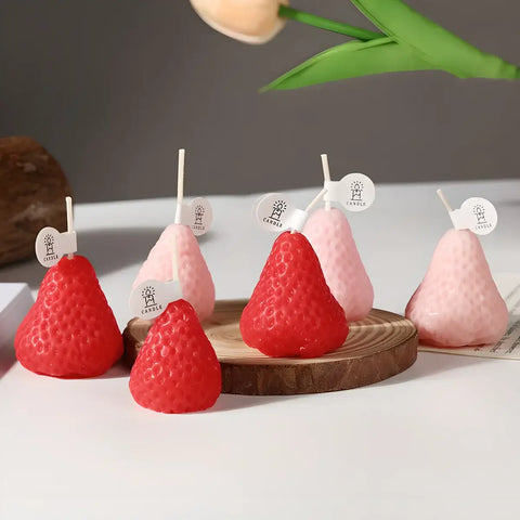 Cute strawberry-shaped scented candles set of four