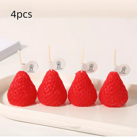 Cute strawberry-shaped scented candles set of four