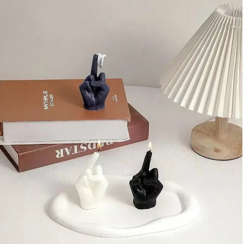 Unique middle finger gesture candle for home decor