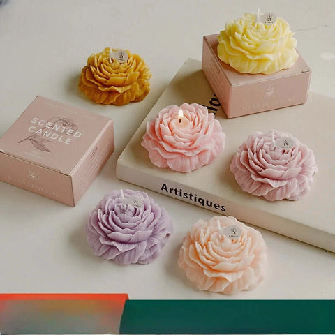 Homemade peony fragrance candle with elegant design