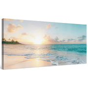 Canvas art depicting peaceful ocean horizon at sunset
