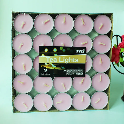 50 Piece Tea Lights Unscented Colored Candles