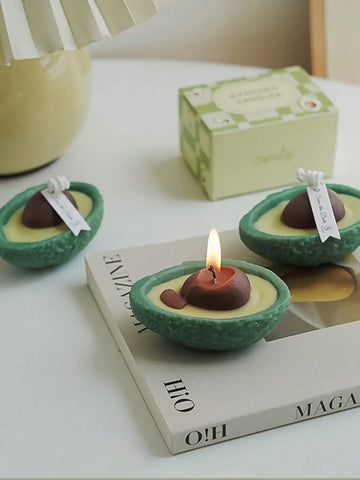 Avocado scented candle in glass jar with sage and sea salt aroma