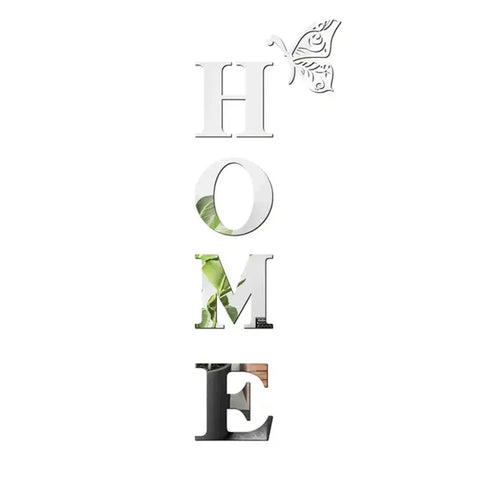 Reflective 3D Home Letter Wall Sticker for Living Room