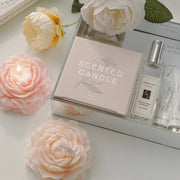 Homemade peony fragrance candle with elegant design