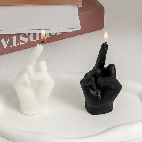Unique middle finger gesture candle for home decor