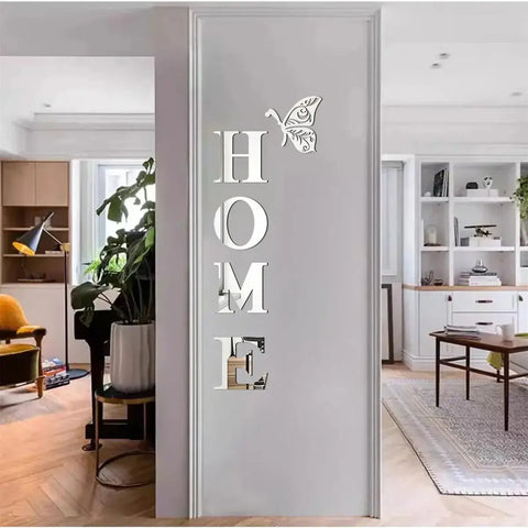 Reflective 3D Home Letter Wall Sticker for Living Room