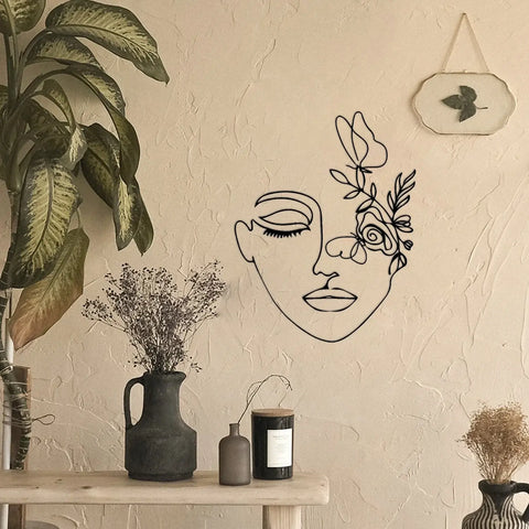 Beauty-themed abstract metal wall décor for living room